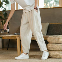 Men's Loose Fit Cropped Drawstring Pants