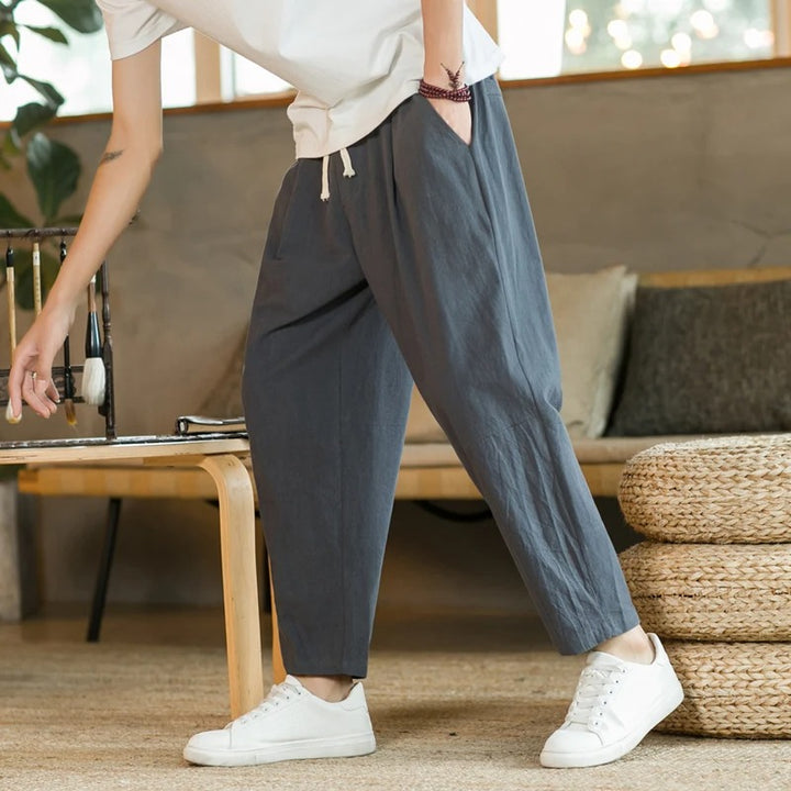 Men's Loose Fit Cropped Drawstring Pants