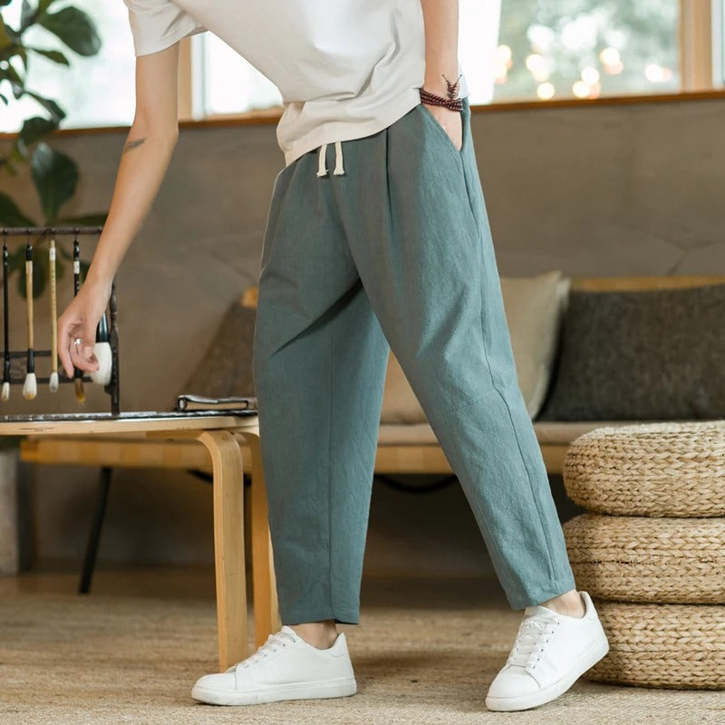 Men's Loose Fit Cropped Drawstring Pants