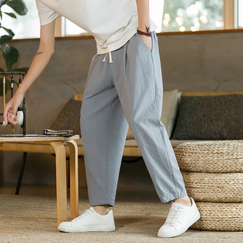 Men's Loose Fit Cropped Drawstring Pants