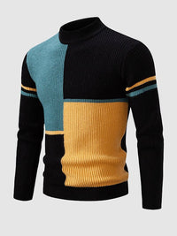 Men's Mock Neck Color-Block Sweater