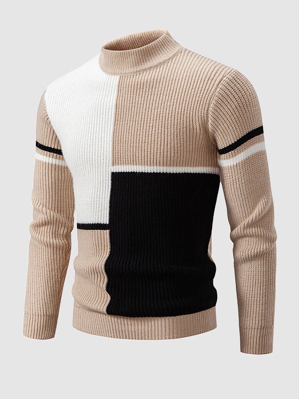 Men's Mock Neck Color-Block Sweater