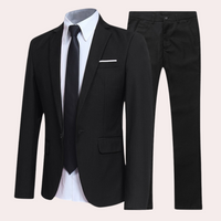 Men's Modern Fit Two-Piece Black Suit for Formal Occasions