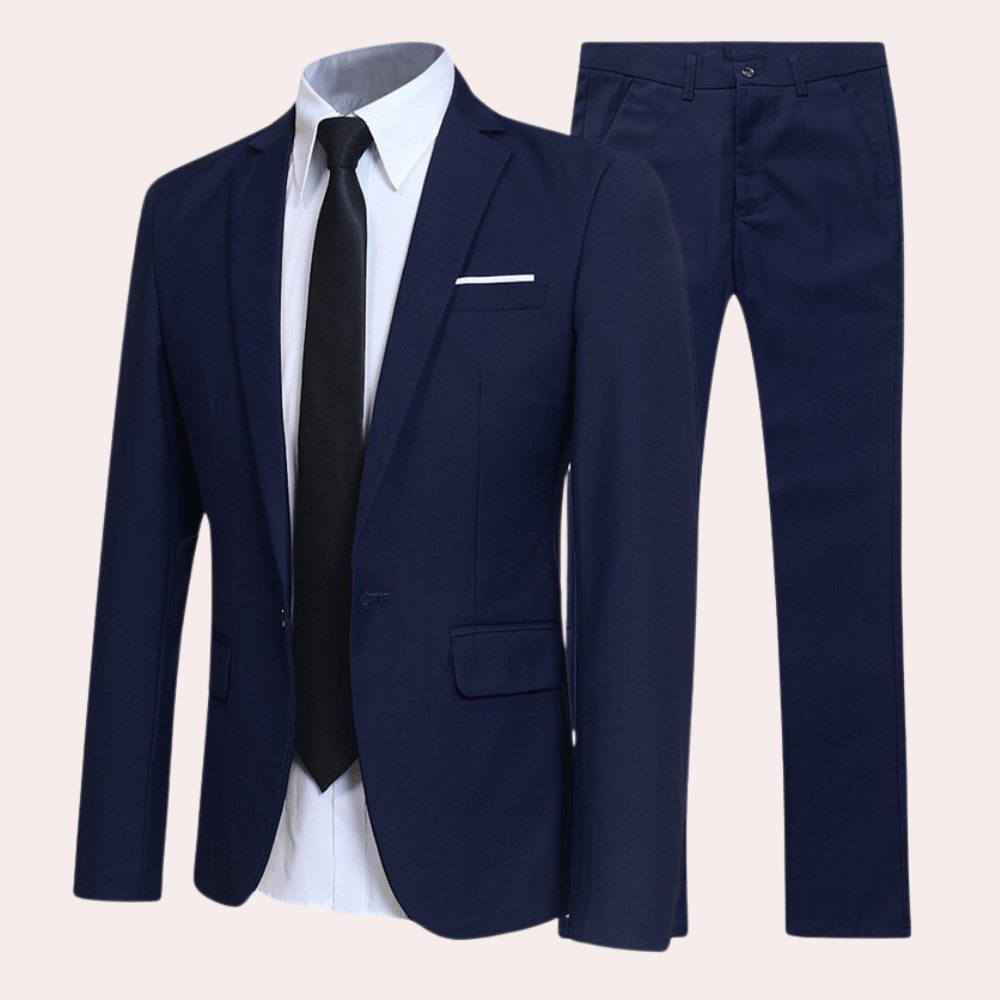 Men's Modern Fit Two-Piece Black Suit for Formal Occasions