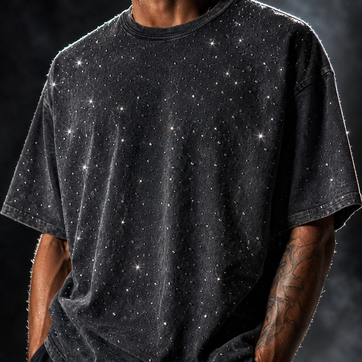 Men's Oversized Rhinestone T-Shirt