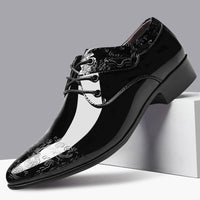 Men's Patent Embossed Lace-Up Formal Derby Shoes