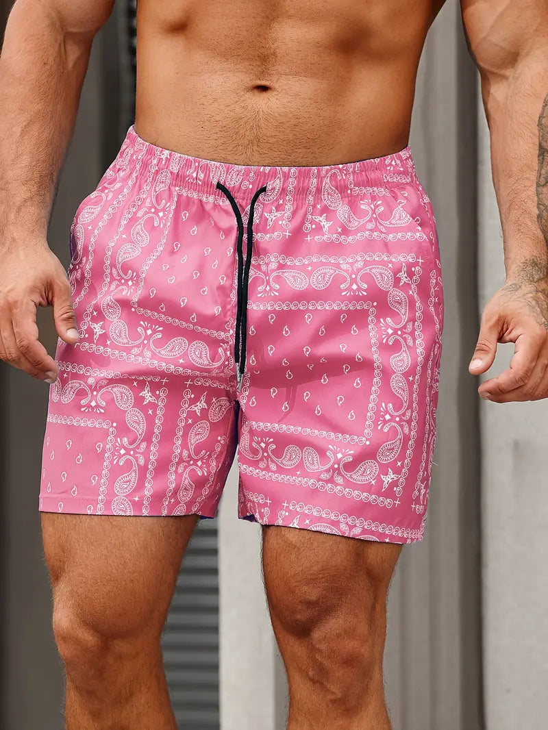 Men's Patterned Drawstring Casual Shorts