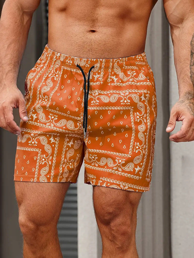 Men's Patterned Drawstring Casual Shorts