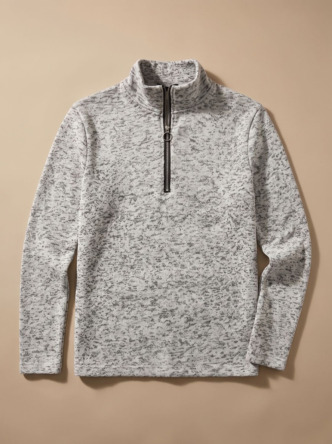 Men's Quarter-Zip Mock Neck Fine Pullover Sweater
