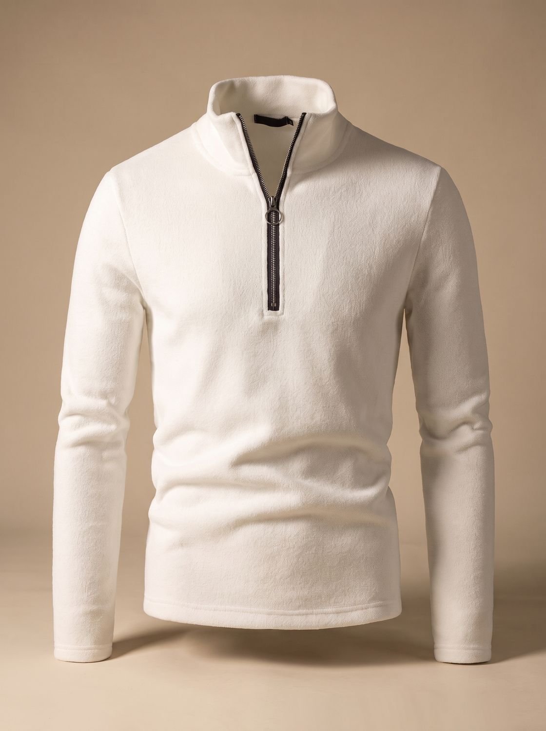 Men's Quarter-Zip Mock Neck Fine Pullover Sweater