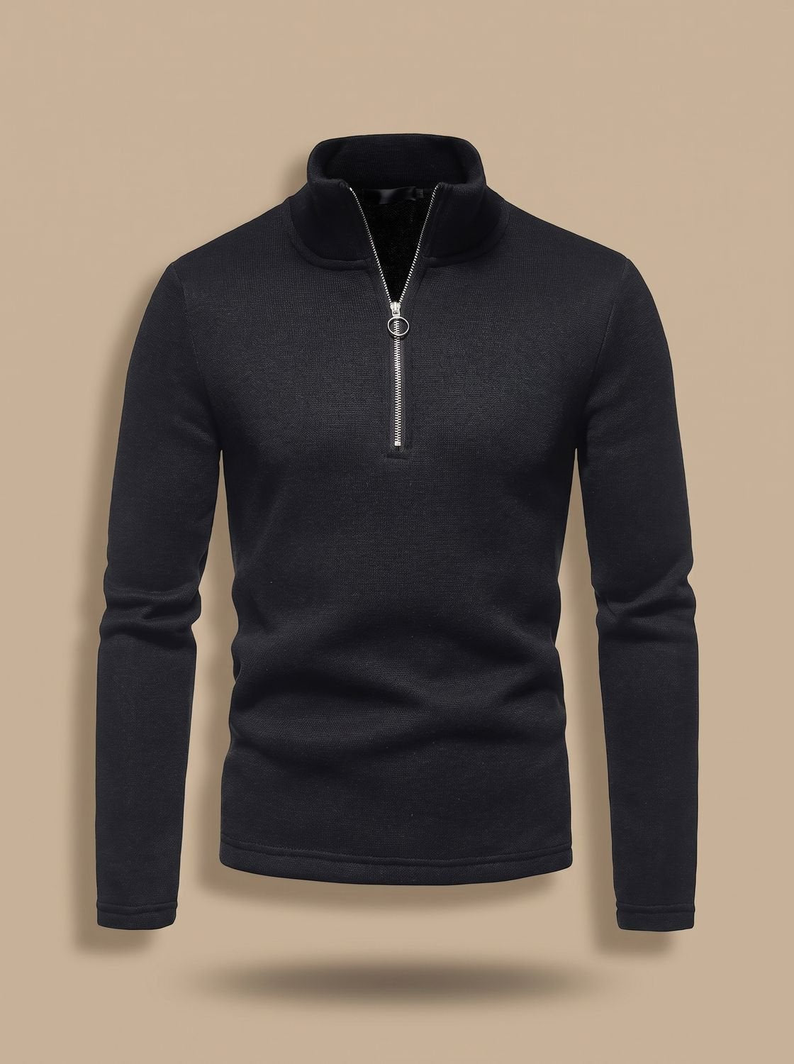 Men's Quarter-Zip Mock Neck Fine Pullover Sweater