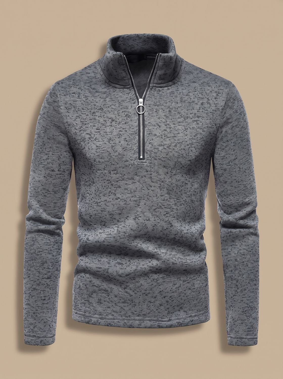 Men's Quarter-Zip Mock Neck Fine Pullover Sweater