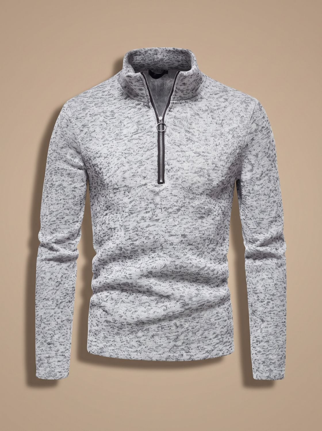 Men's Quarter-Zip Mock Neck Fine Pullover Sweater