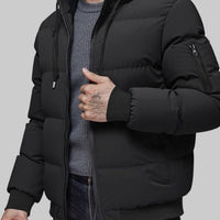 Men's Quilted Hooded Winter Puffer Jacket with Cuffs