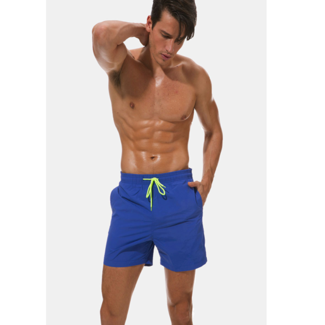 Men's Relaxed Fit Mid-Rise Swim Shorts with Drawstring