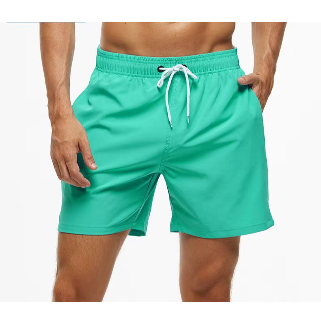 Men's Relaxed Fit Mid-Rise Swim Shorts with Drawstring