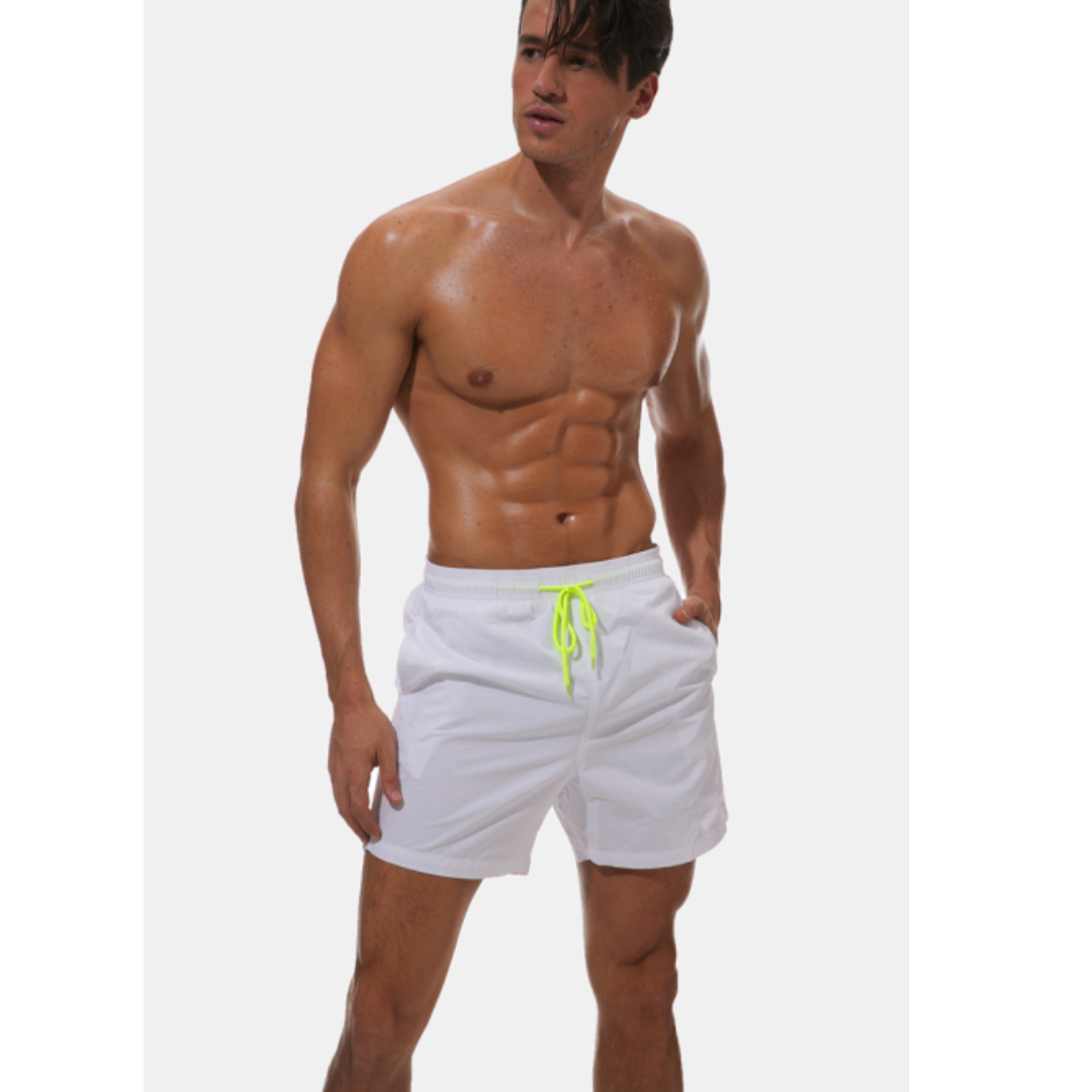 Men's Relaxed Fit Mid-Rise Swim Shorts with Drawstring