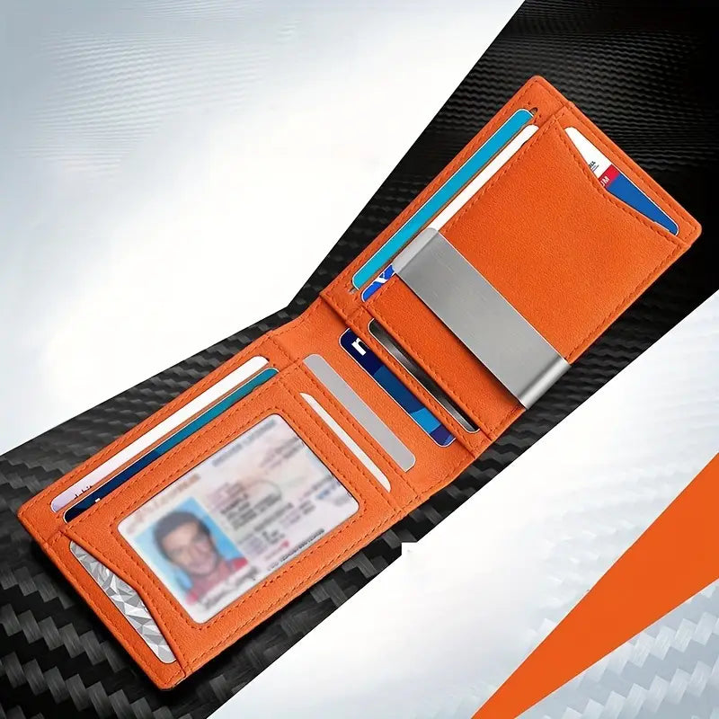 Men's RFID Blocking Slim Travel Wallet – Carbon Look Minimalist Bifold