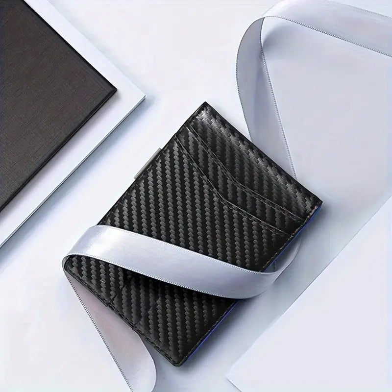 Men's RFID Blocking Slim Travel Wallet – Carbon Look Minimalist Bifold