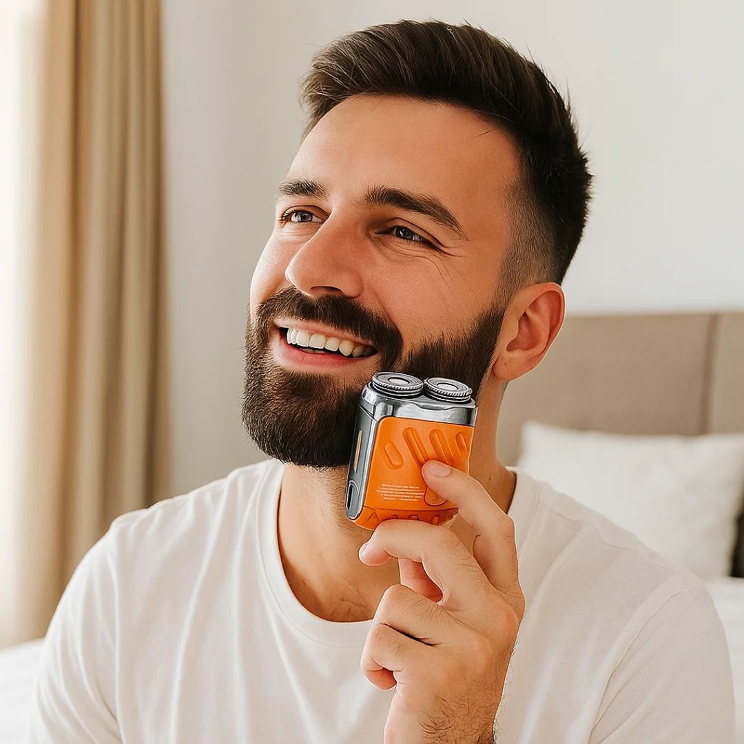 Men's Rotary Electric Shaver with Dual-Ring Blades – Water-Resistant Grooming Tool