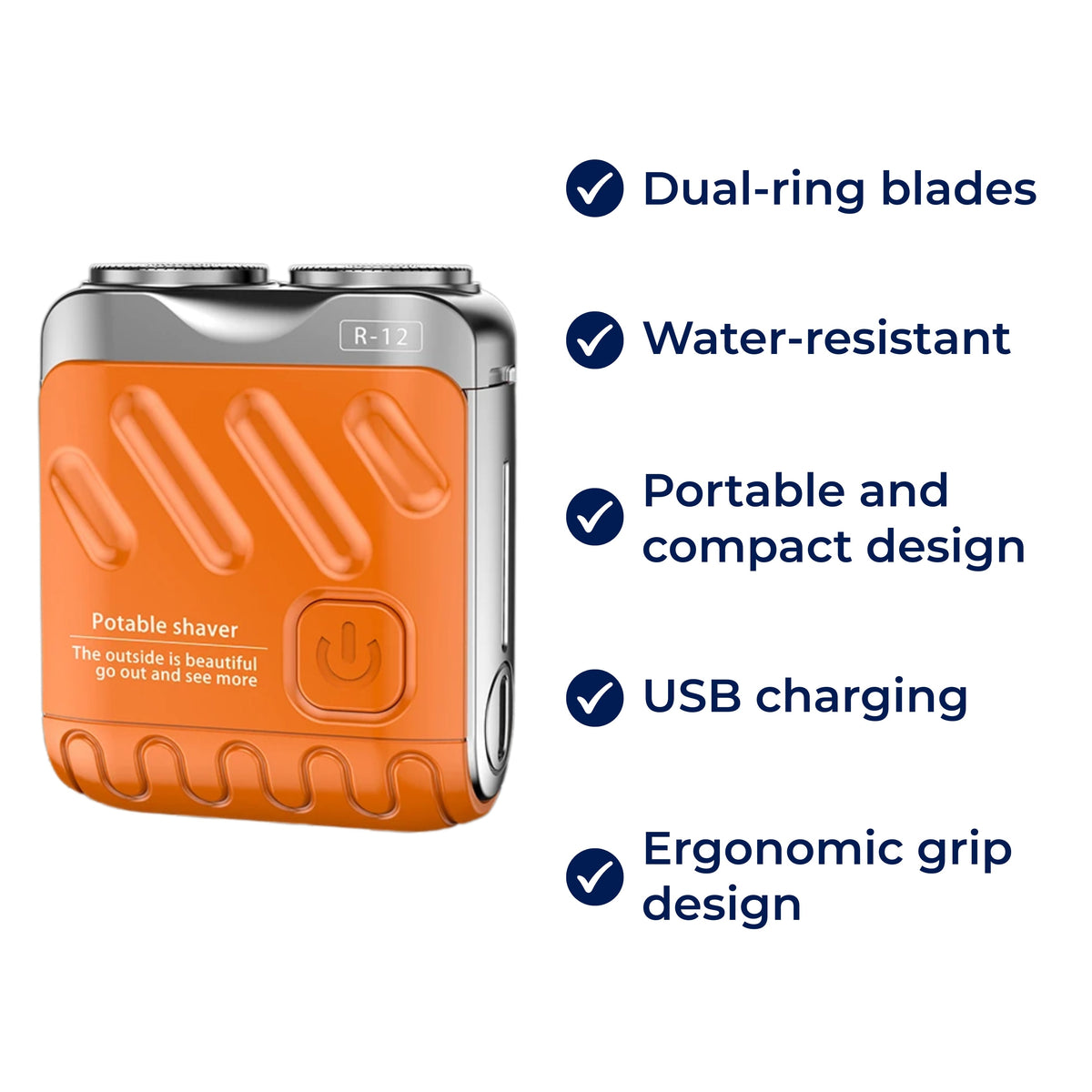 Men's Rotary Electric Shaver with Dual-Ring Blades – Water-Resistant Grooming Tool
