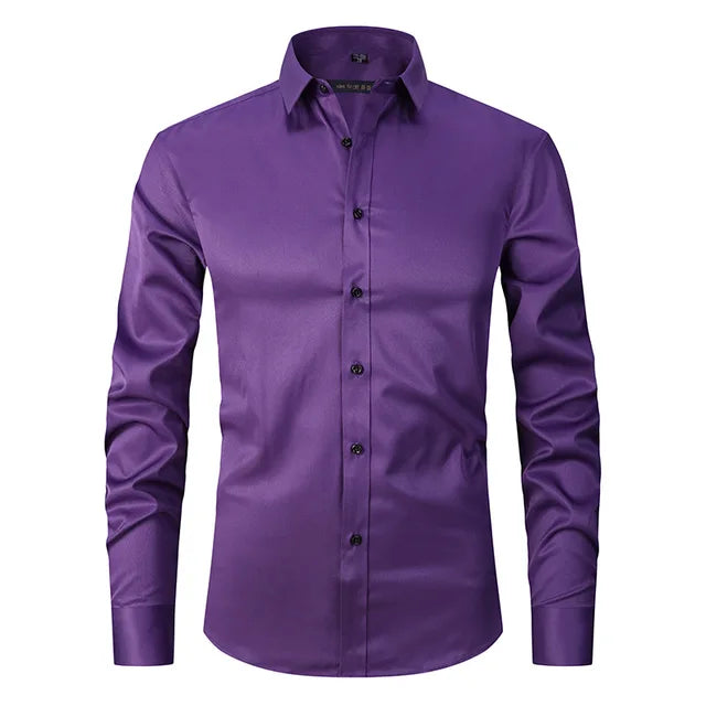 Men's Slim-Fit Button-Down Dress Shirt