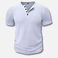 Men's Slim-Fit Henley T-Shirt with Button Closure