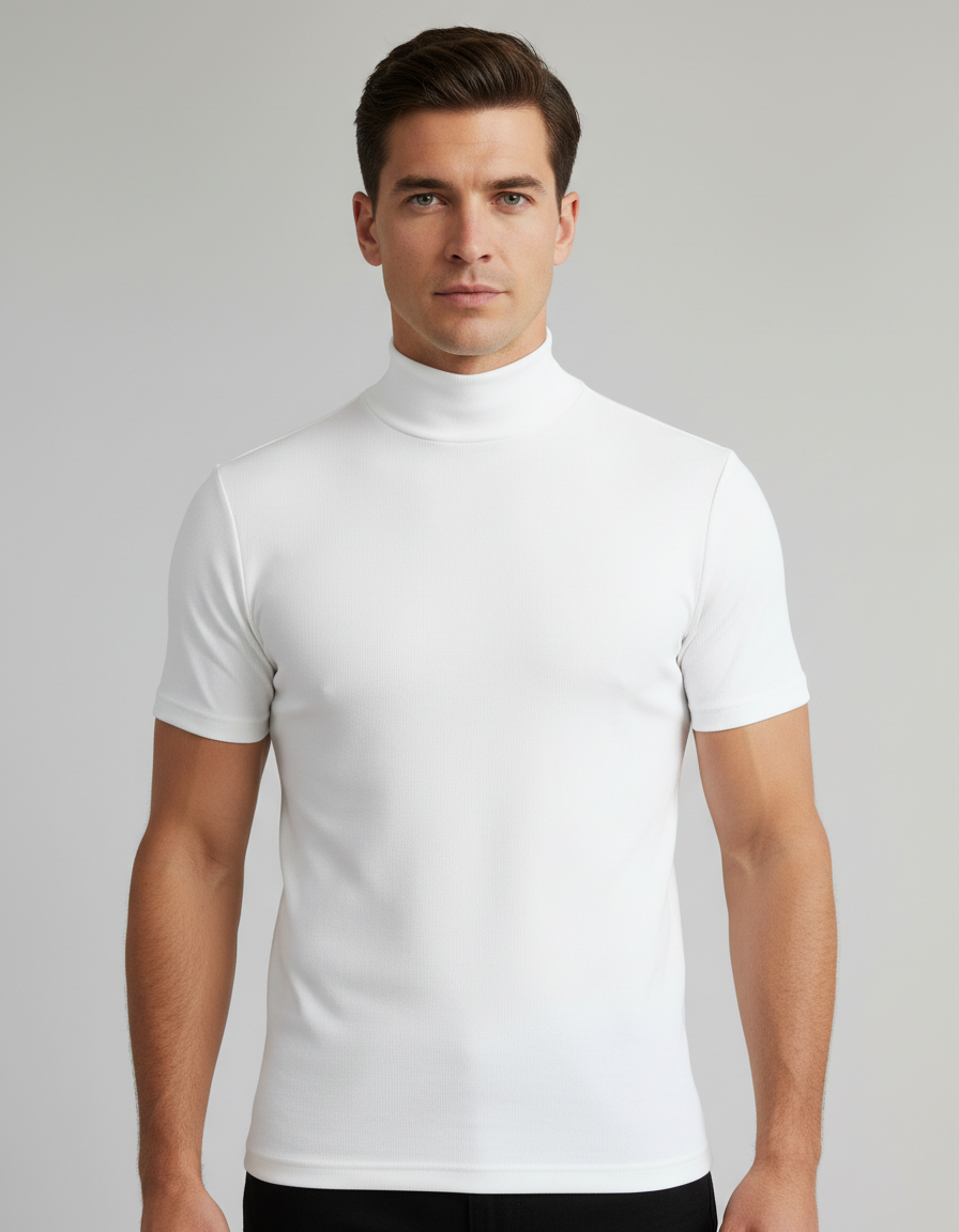 Men's Slim Fit Roll-Neck Shirt