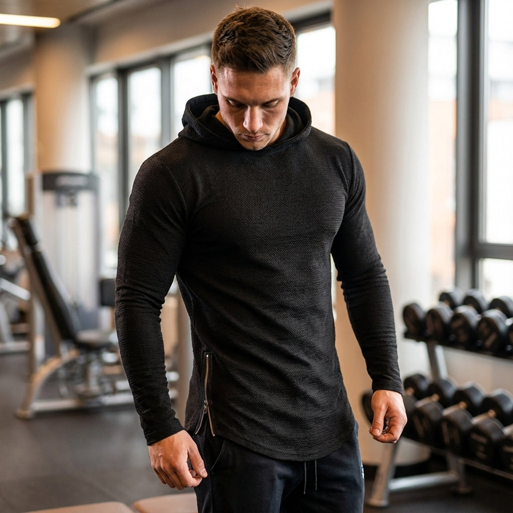 Men's Slim Fit Training Hoodie with Side Zipper