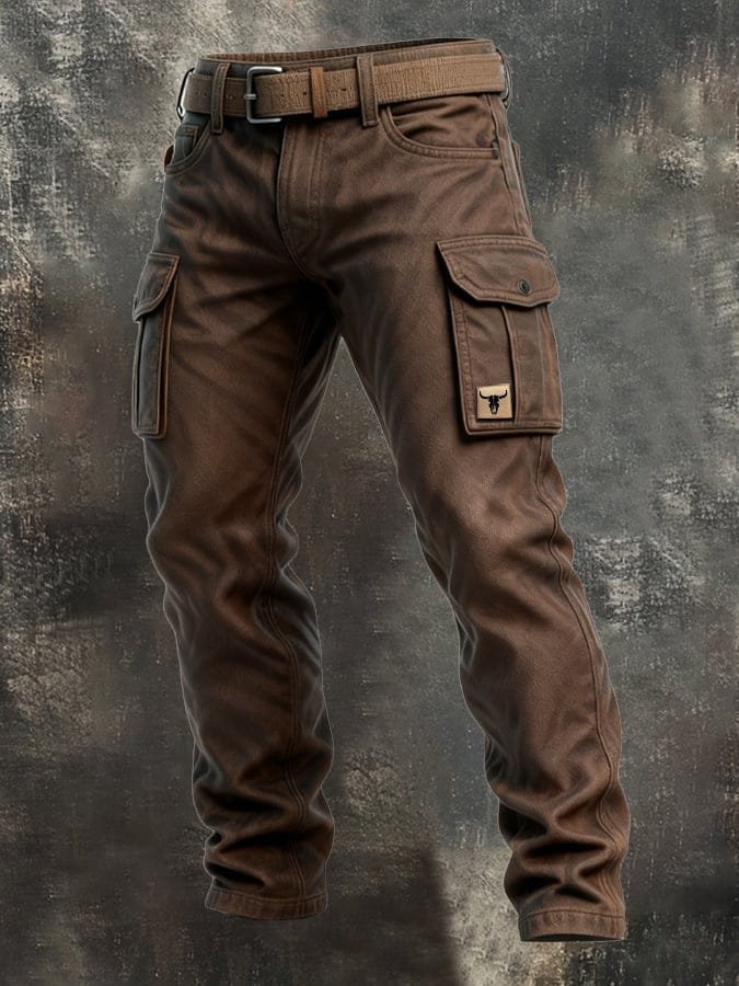 Men's Slim Tapered Cargo Pants with Bull Patch Side Pockets