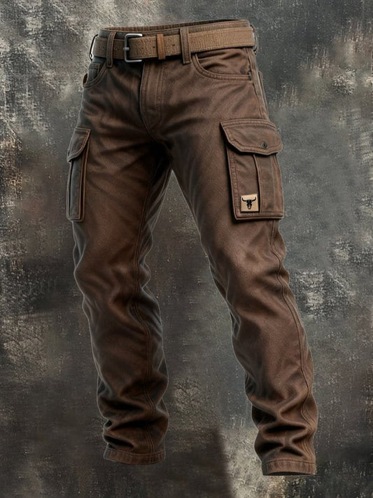 Men's Slim Tapered Cargo Pants with Bull Patch Side Pockets