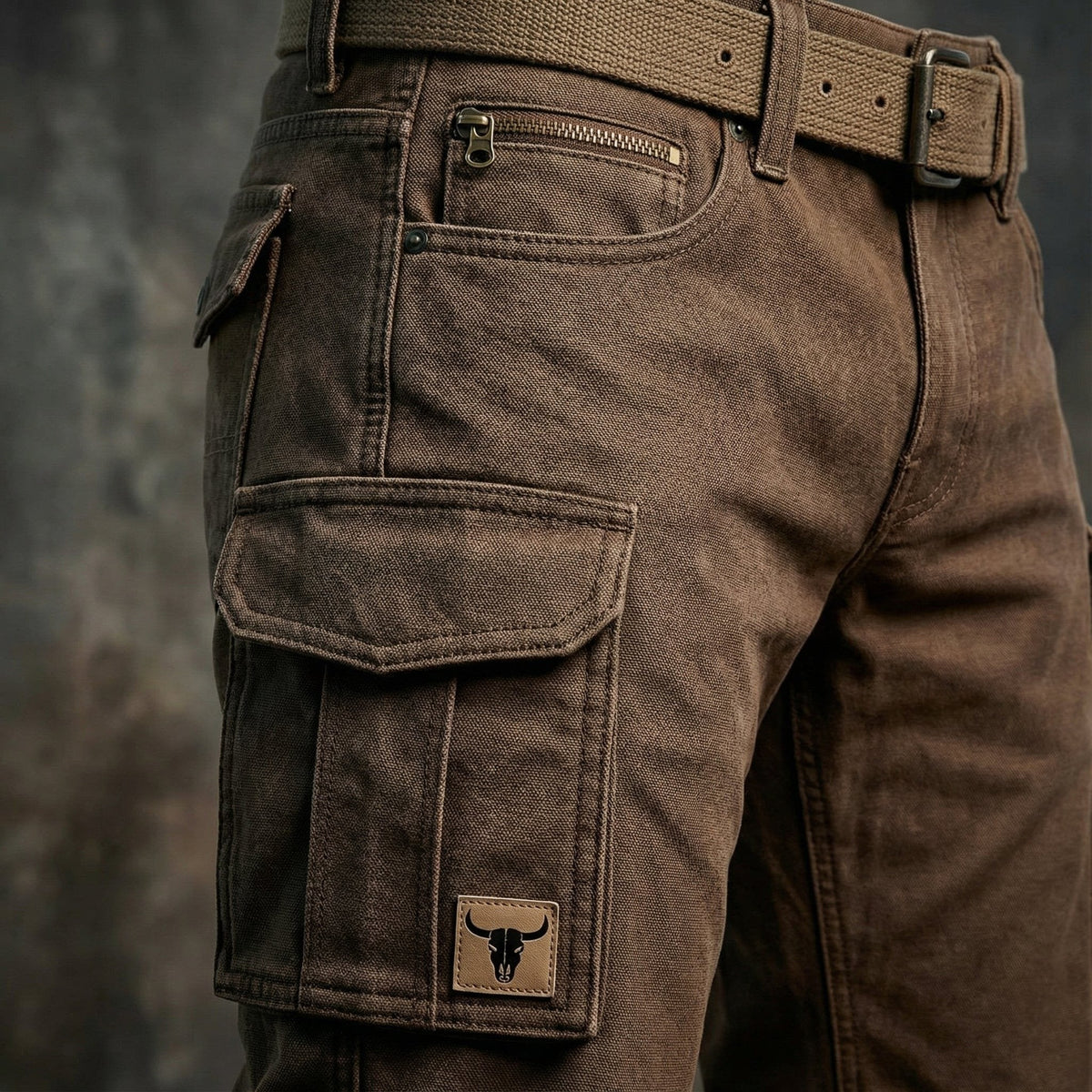 Men's Slim Tapered Cargo Pants with Bull Patch Side Pockets