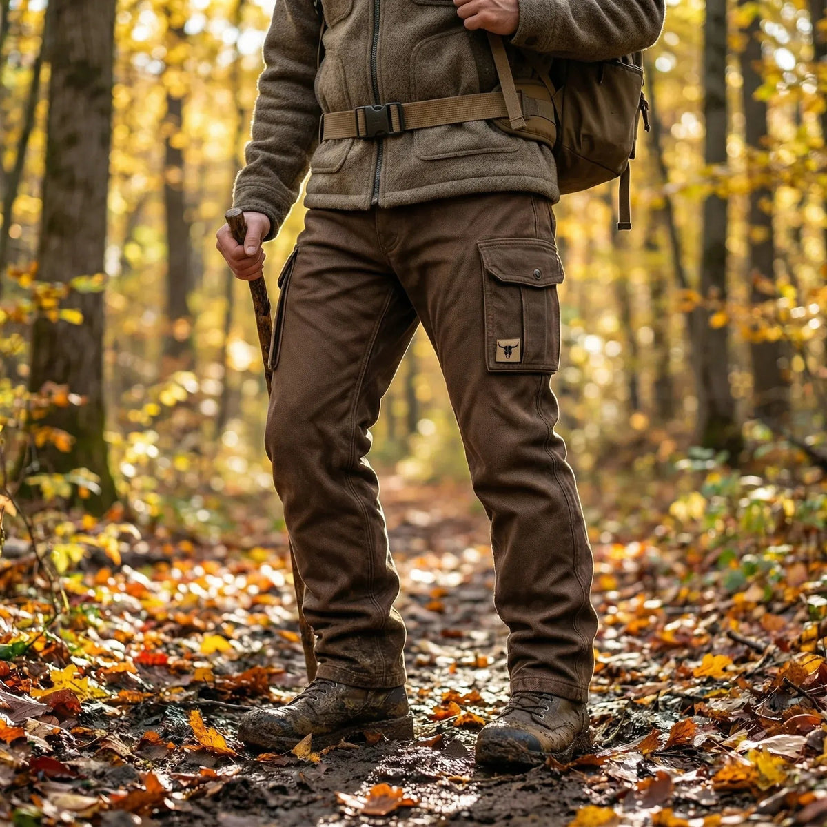 Men's Slim Tapered Cargo Pants with Bull Patch Side Pockets