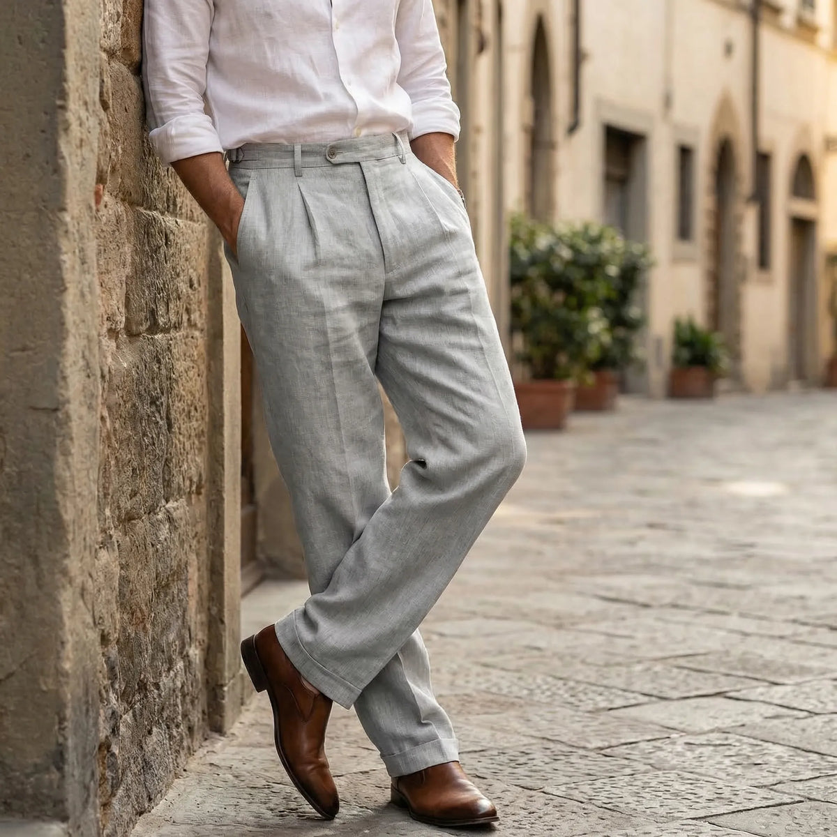 Men's Smart Versatile Pleated Straight-Leg Trousers