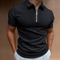 Men's Solid Zip Polo Shirt - Stylish & Comfortable