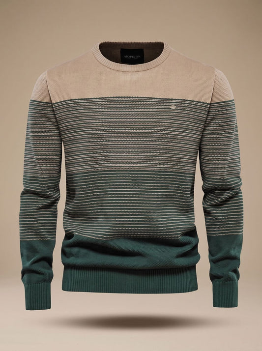 Men's Striped Color-Block Crew-Neck Sweater