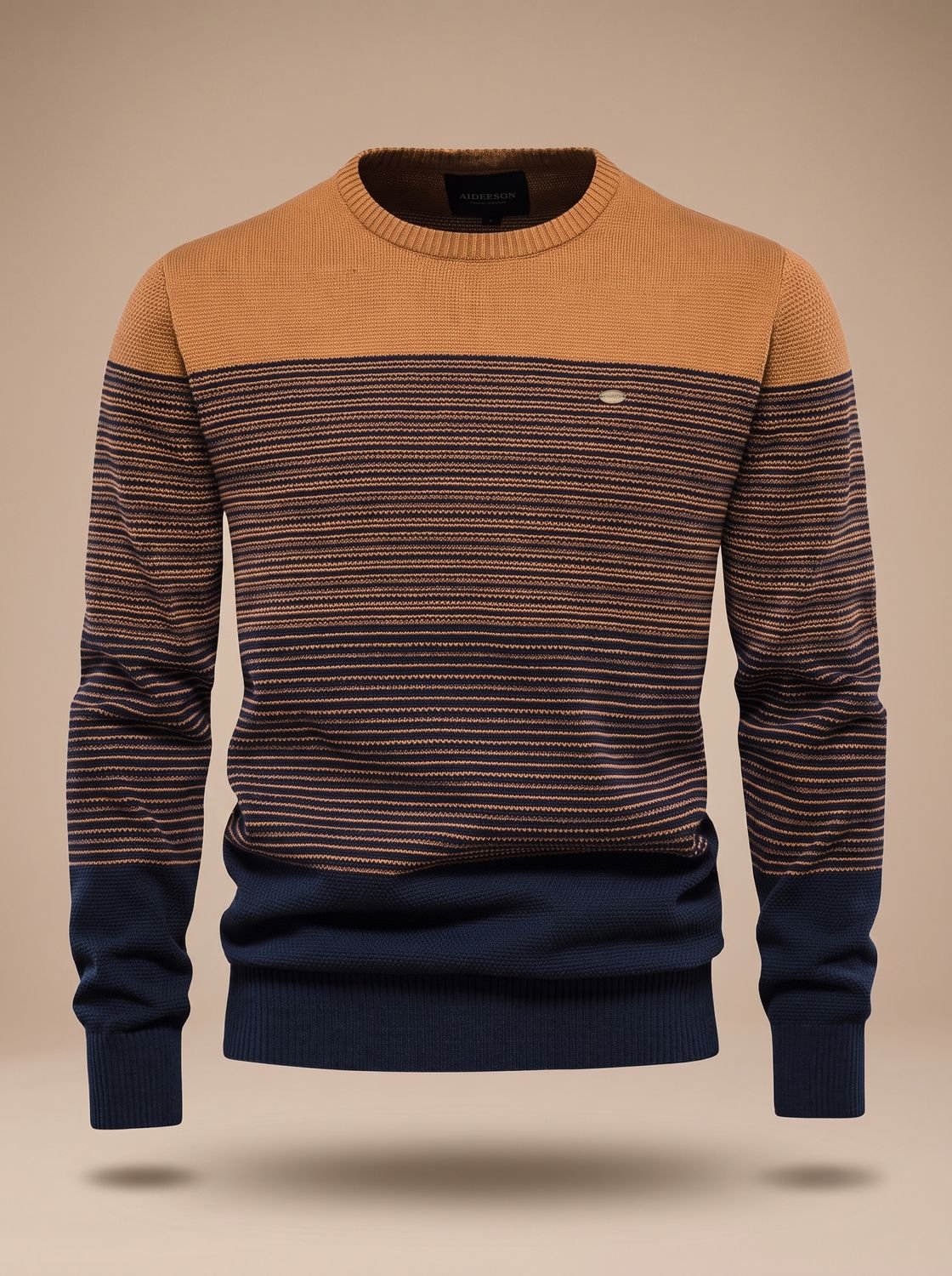 Men's Striped Color-Block Crew-Neck Sweater