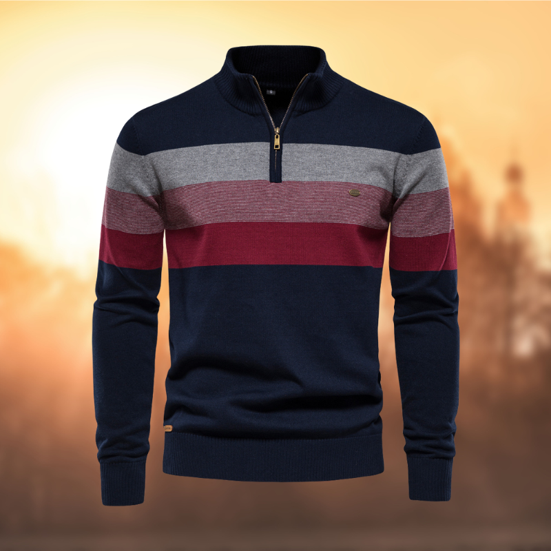 Men's Striped Half-Zip Sweater
