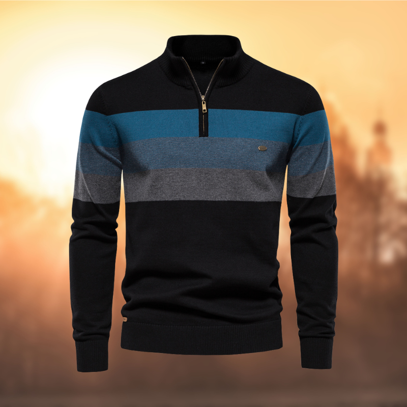 Men's Striped Half-Zip Sweater