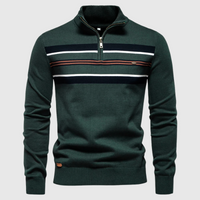 Men's Striped Quarter-Zip Sweater