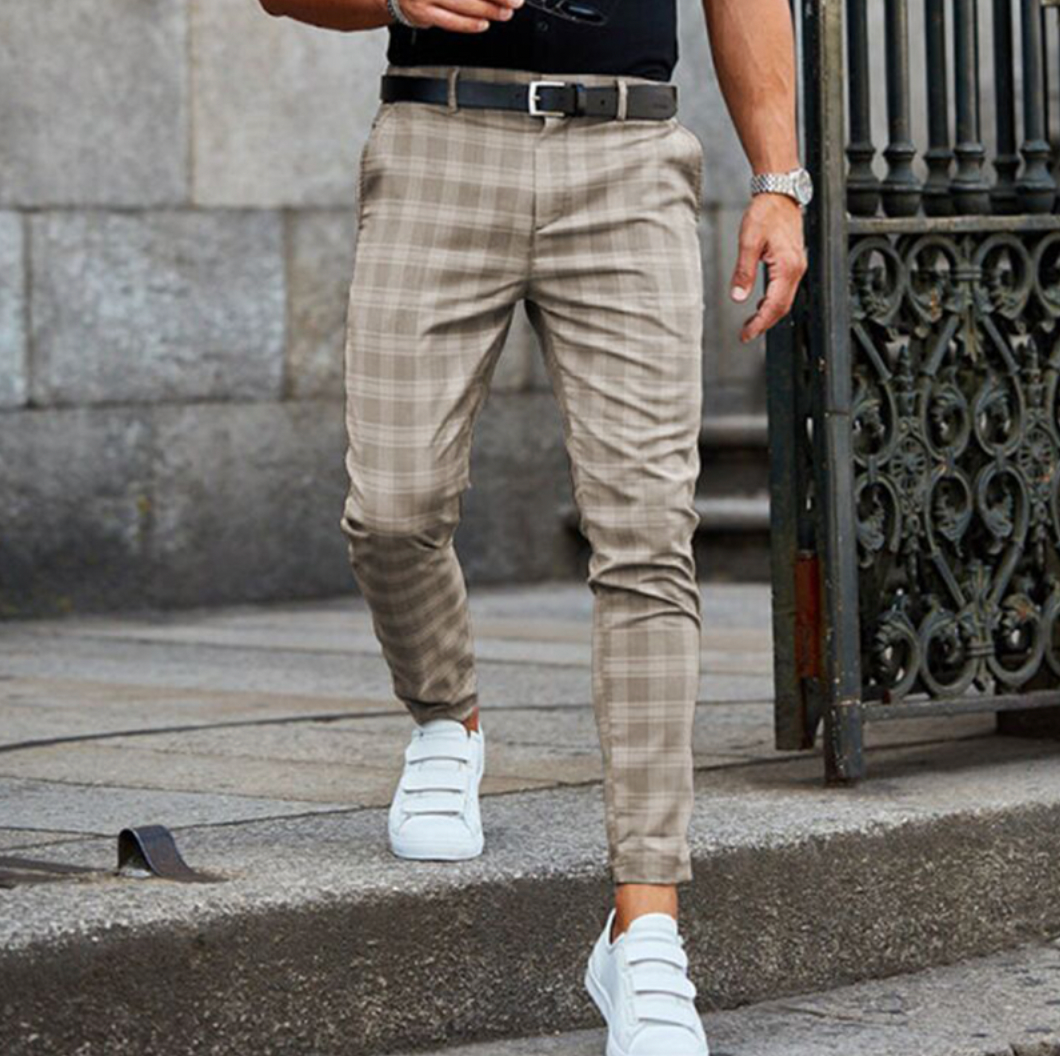 Men's Stylish Plaid Trousers - Comfortable Elegance
