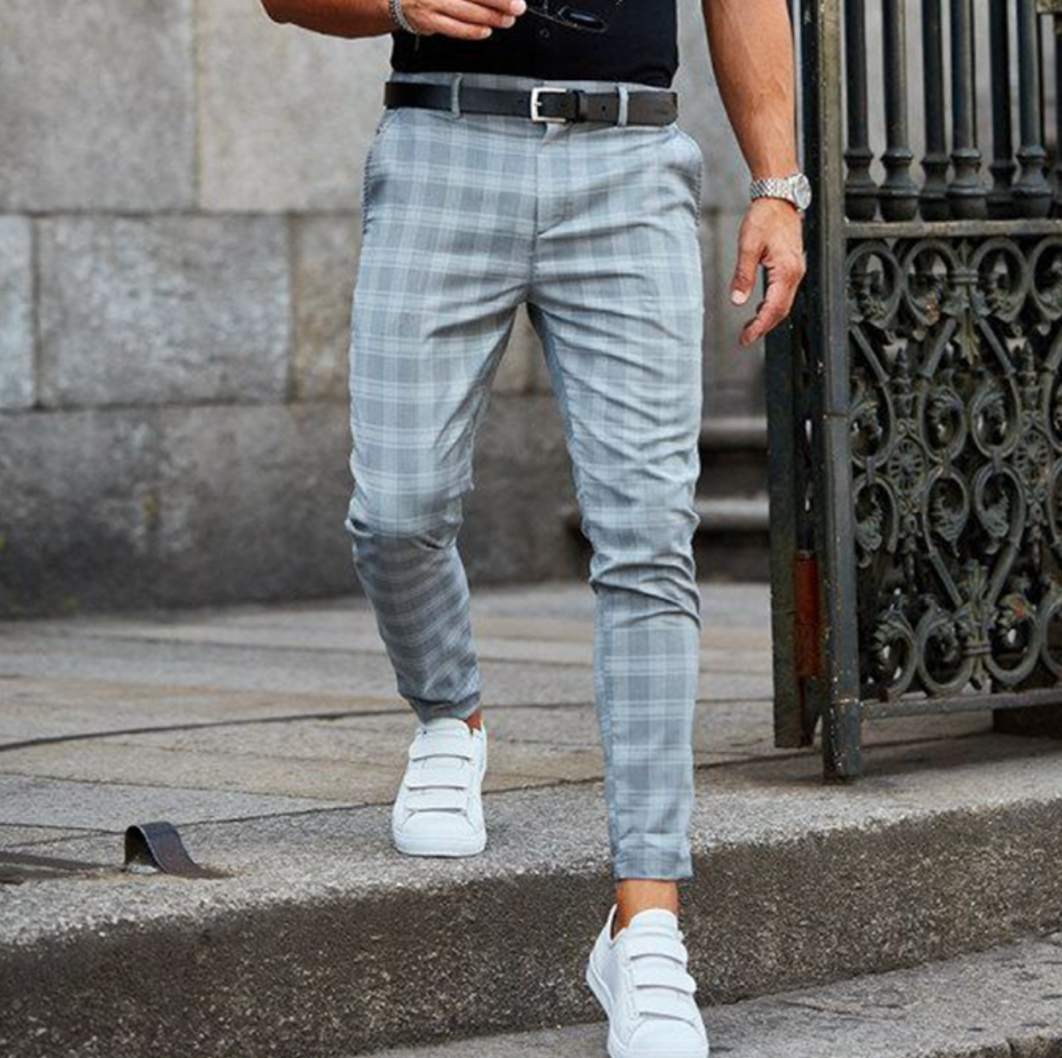 Men's Stylish Plaid Trousers - Comfortable Elegance