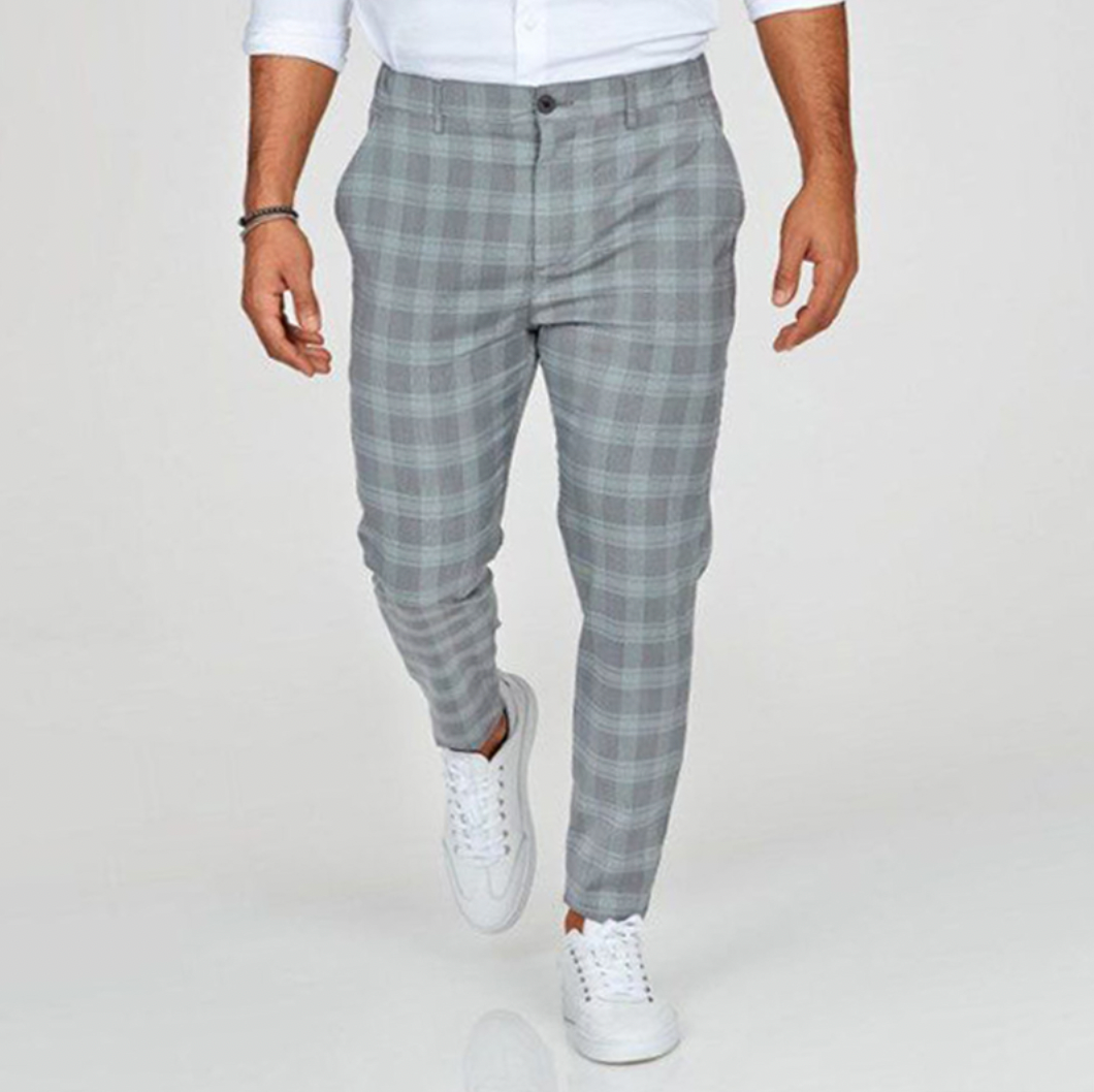 Men's Stylish Plaid Trousers - Comfortable Elegance