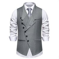 Men's Suit Vest with Asymmetric Collar and Modern Accents