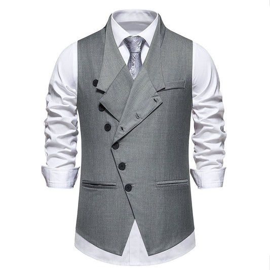 Men's Suit Vest with Asymmetric Collar and Modern Accents