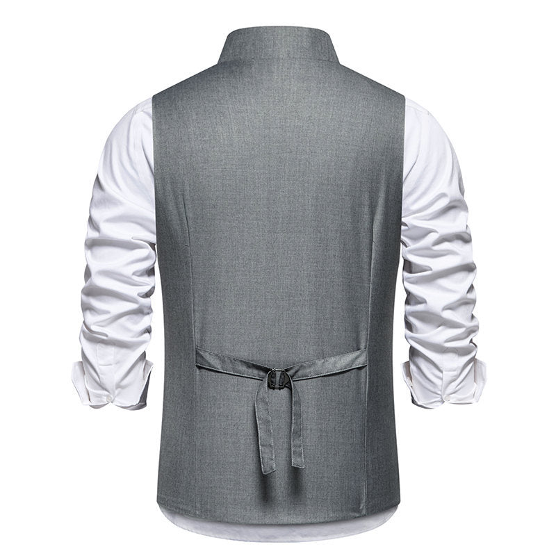 Men's Suit Vest with Asymmetric Collar and Modern Accents