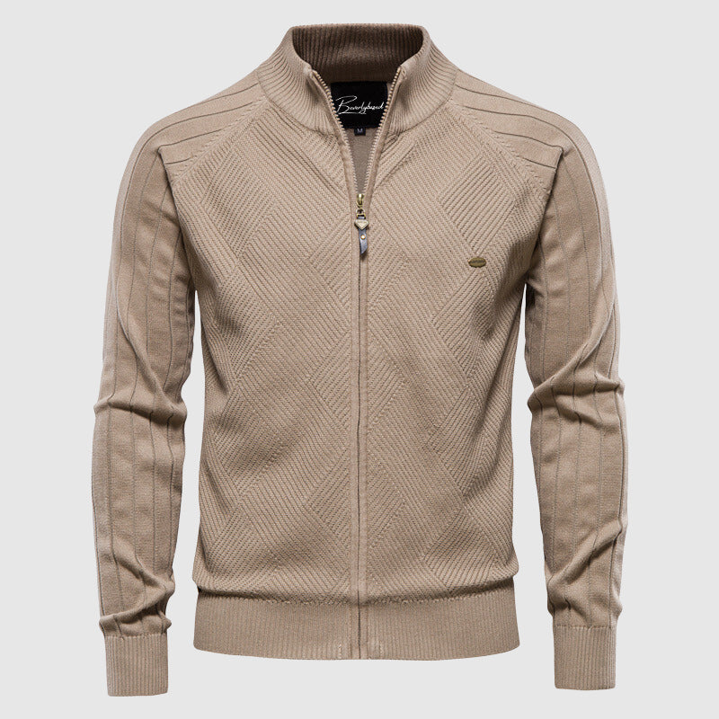 Men's Textured Full-Zip Cardigan Sweater