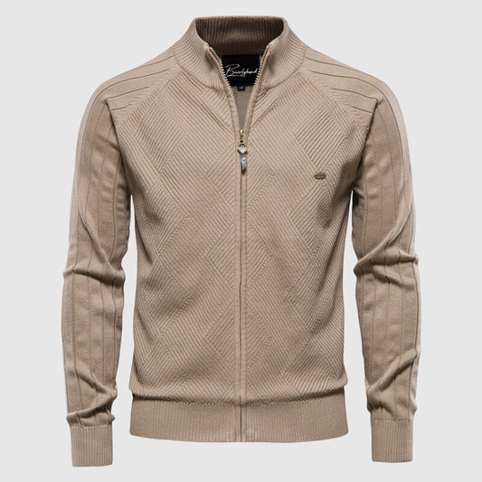 Men's Textured Full-Zip Cardigan Sweater
