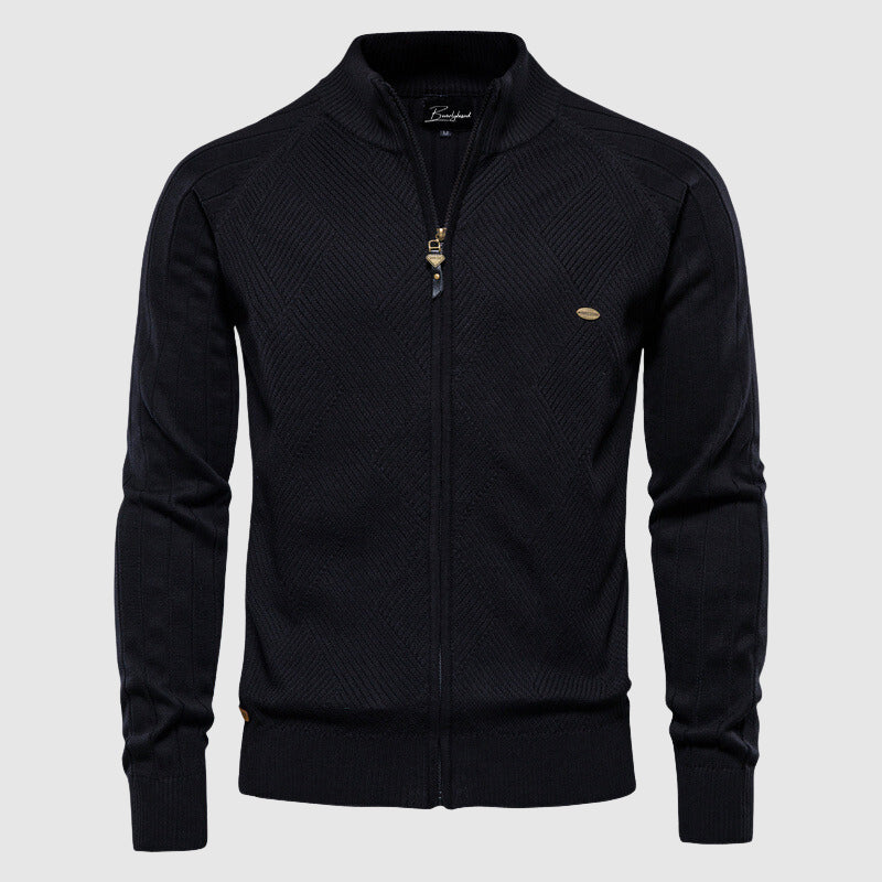 Men's Textured Full-Zip Cardigan Sweater
