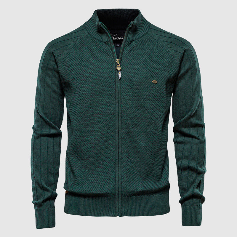 Men's Textured Full-Zip Cardigan Sweater